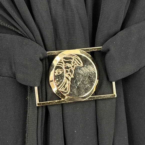Versace Collection Women's Gold Belted Dress Black Sleeveless Size -42